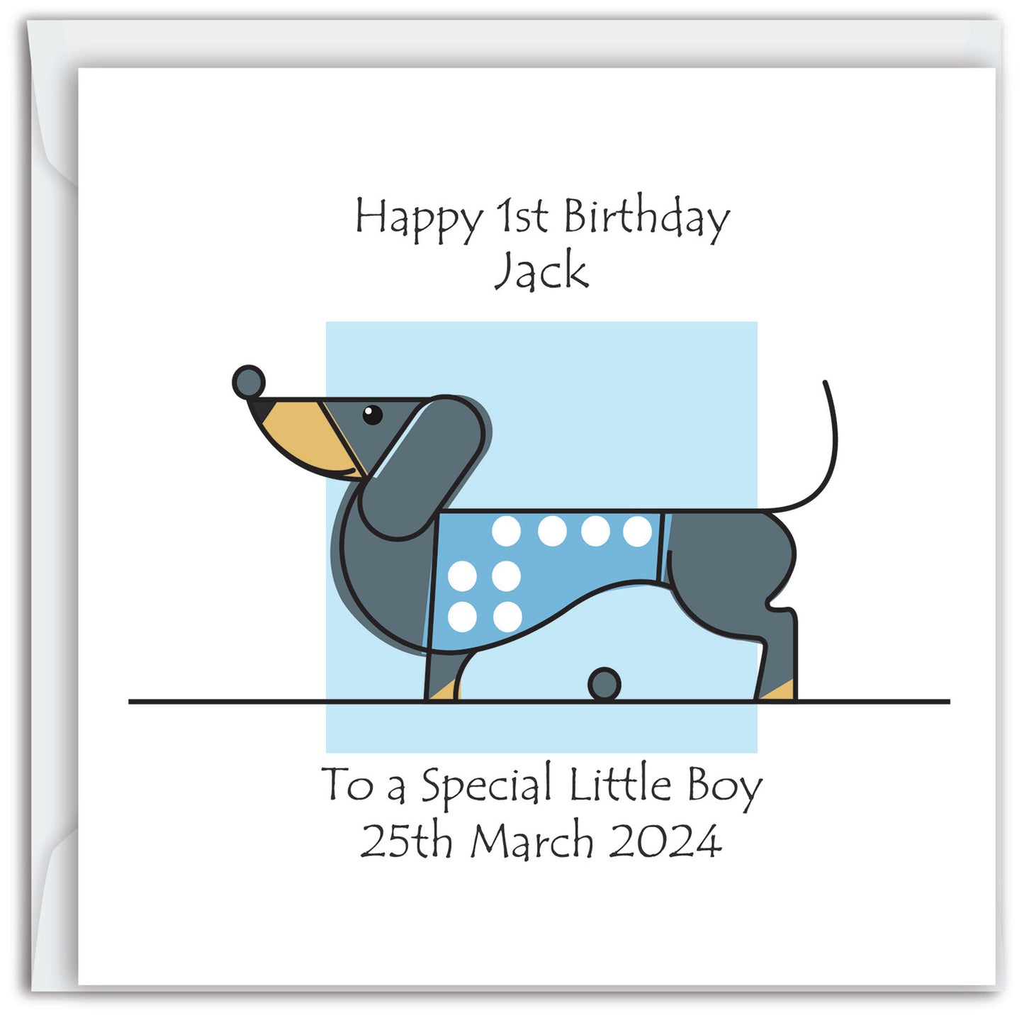 Daschund in Blue - Birthday/Christening/Newborn