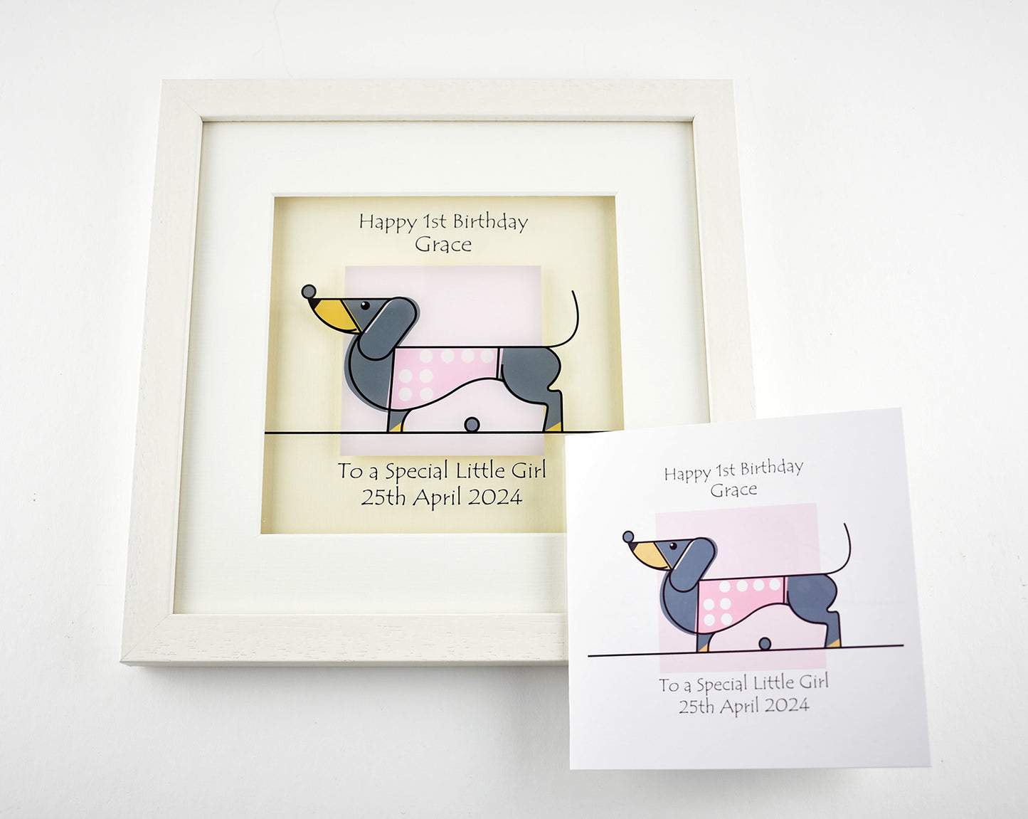 Daschund in Pink - Birthday/Christening/Newborn