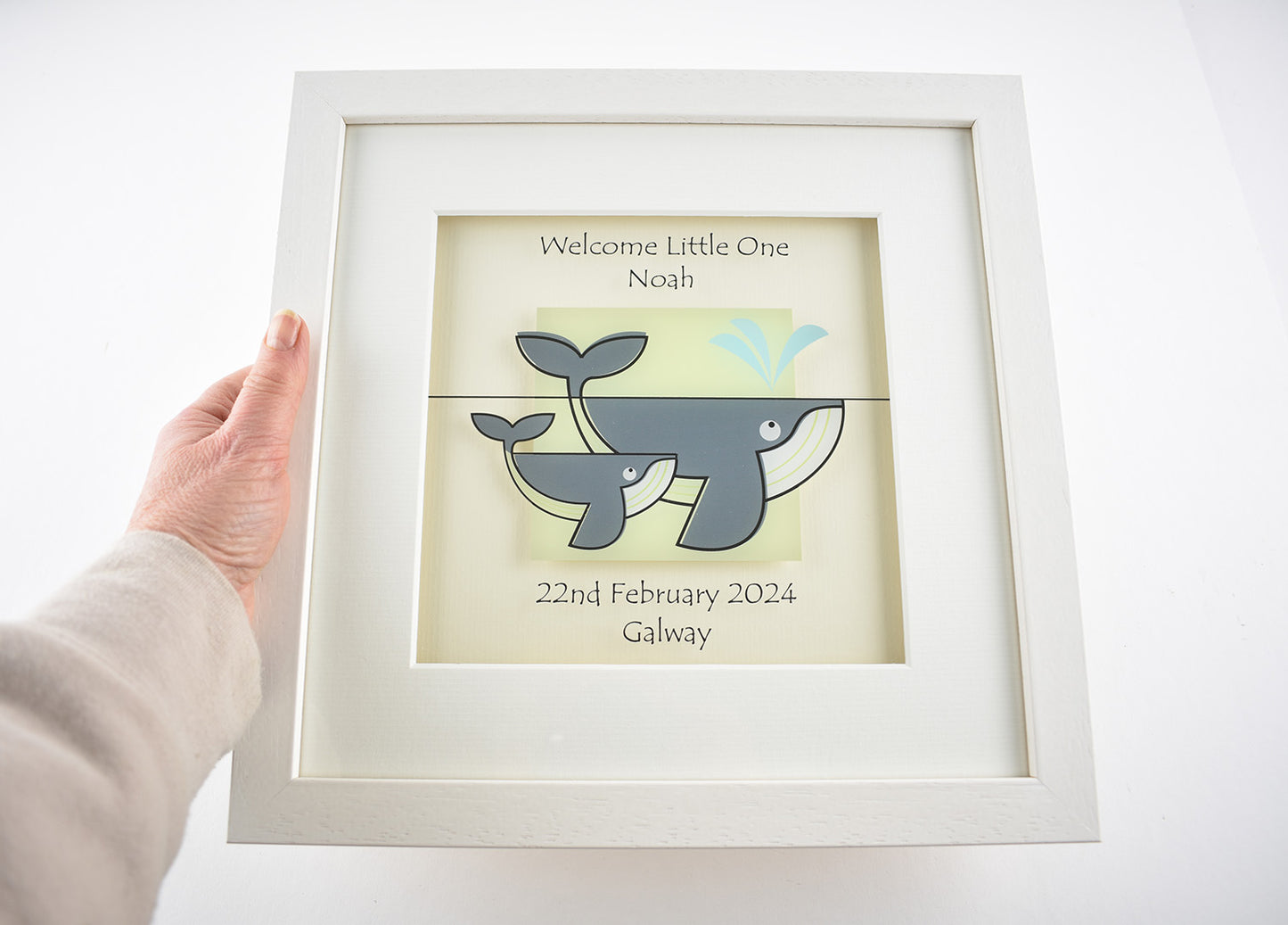 Whale in Green -  Birthday/Christening/Newborn