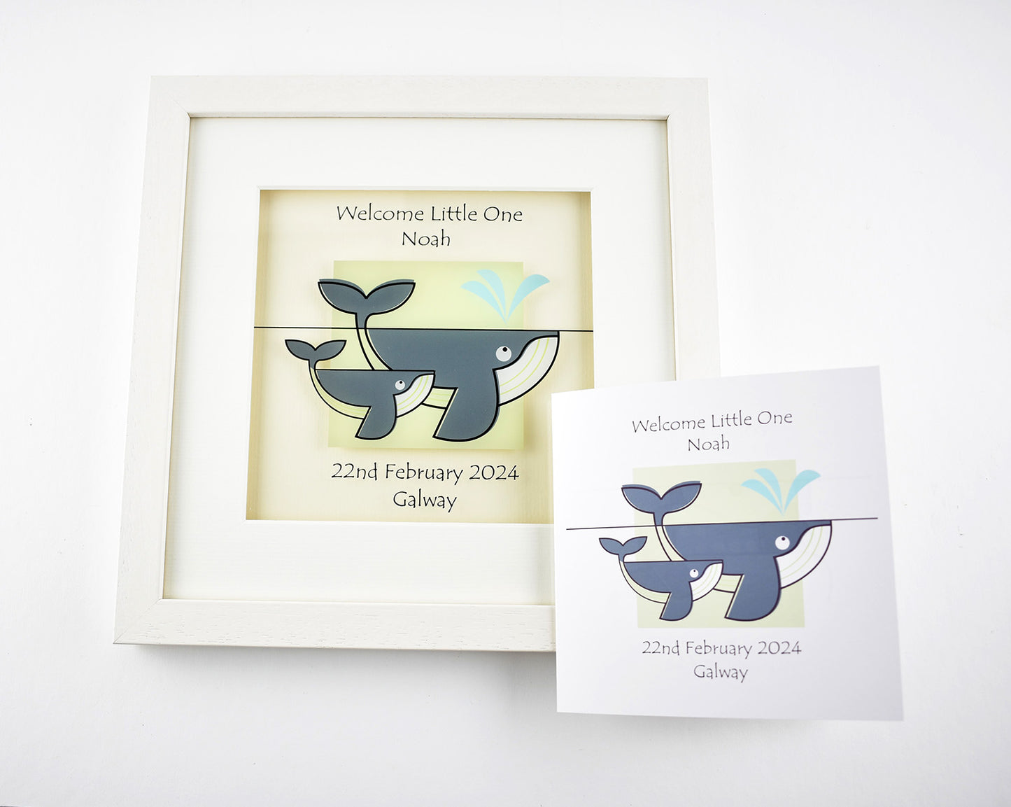 Whale in Green -  Birthday/Christening/Newborn