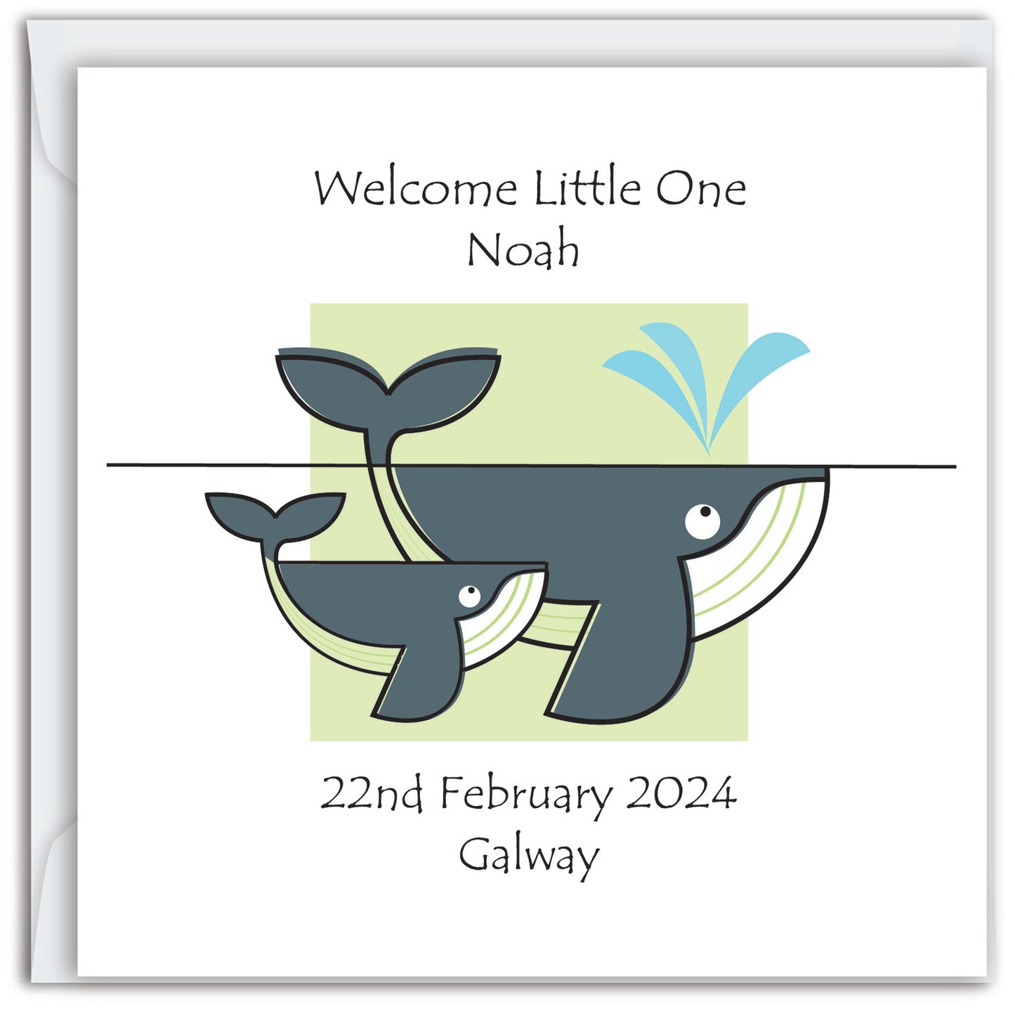 Whale in Green -  Birthday/Christening/Newborn