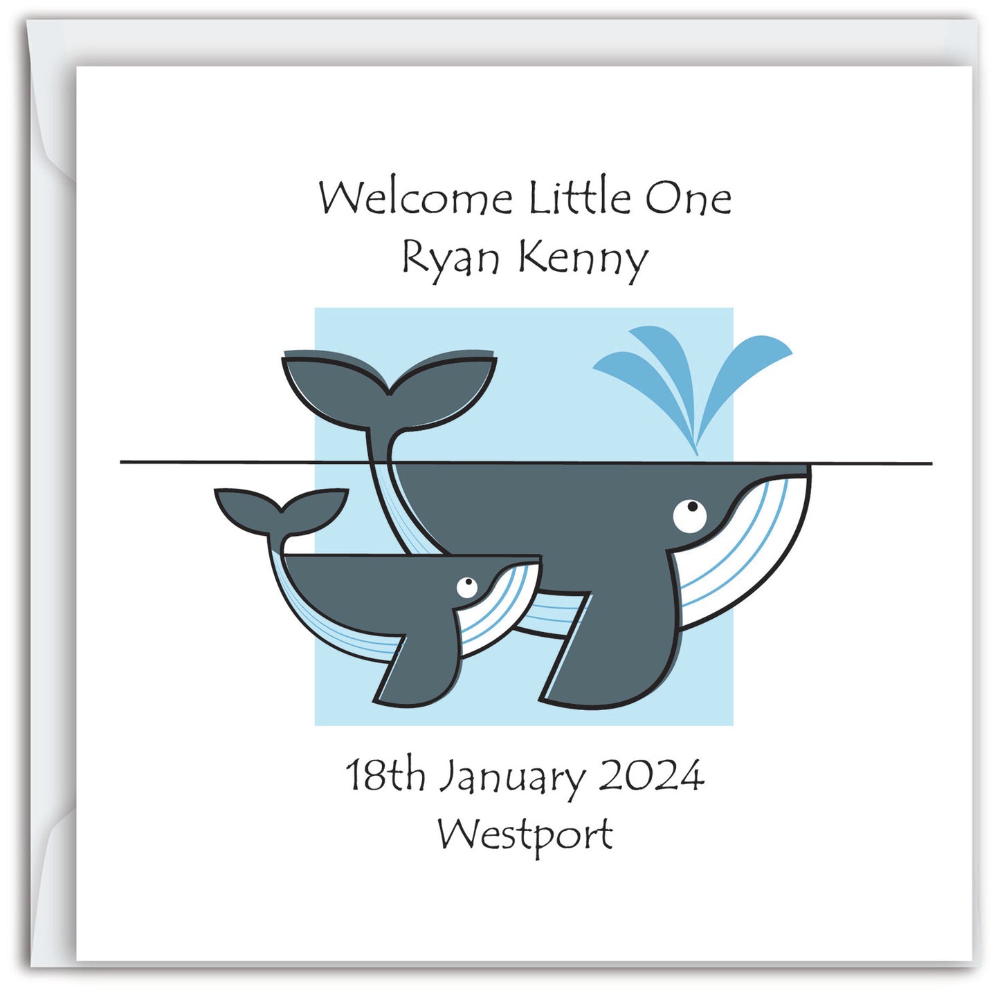 Whale in Blue - Birthday/Christening/Newborn