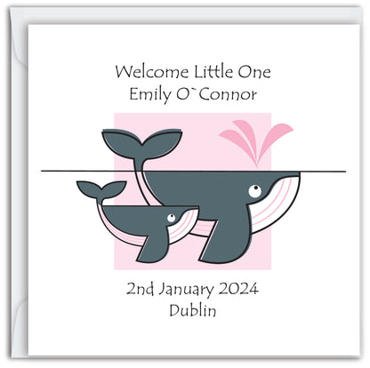 Whale in Pink -  Birthday/Christening/Newborn